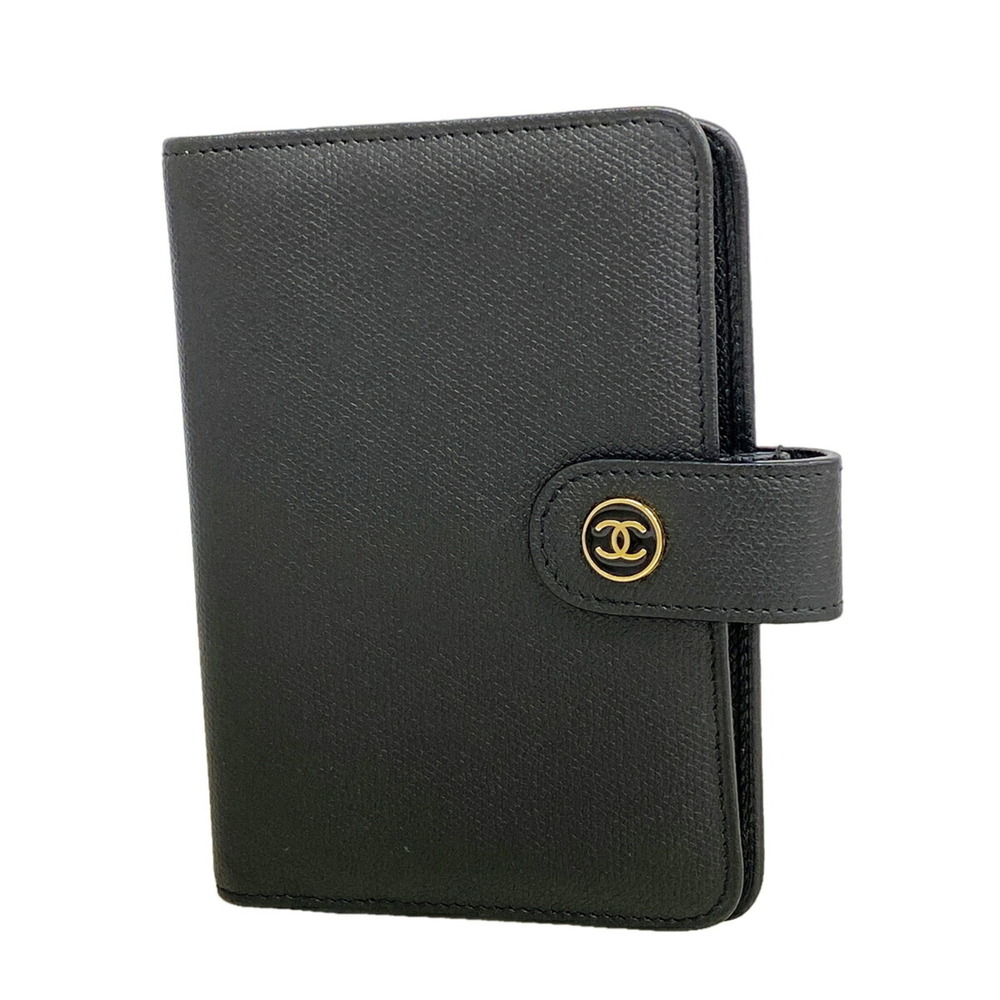 Chanel notebook cover, Coco Button, leather, black, women's.